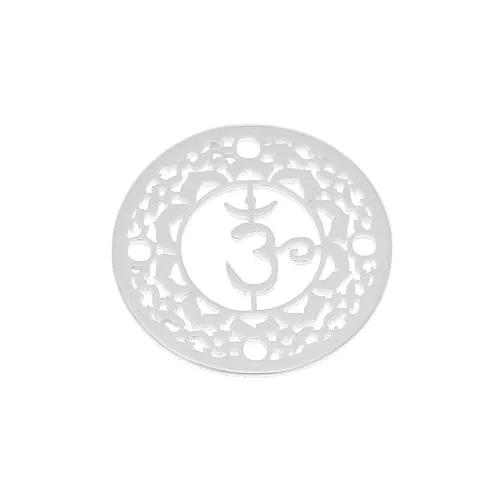 15mm 925 Sterling Silver Round medal/spacer - Chakra n°7 - Crown x1