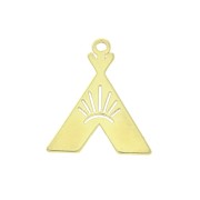 17x14mm 925 Sterling Silver Design ethnic triangle charm - teepee - Gold Tone x1|raw }}