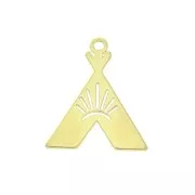 17x14mm 925 Sterling Silver Design ethnic triangle charm - teepee - Gold Tone x1