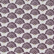 Cretonne Cotton Fabric - Mayur - Unbleached - Plum x10cm
