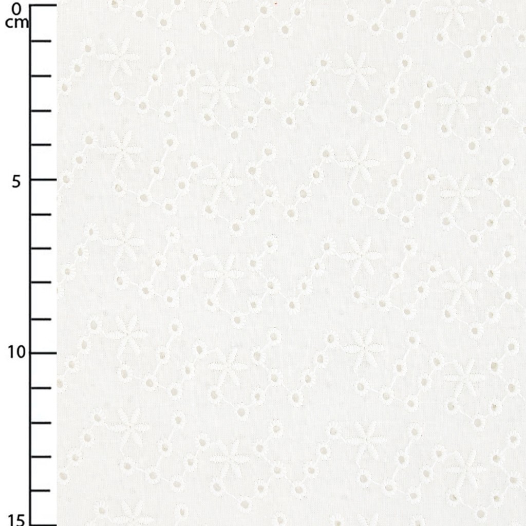 English embroidery fabric Stars White x10cm Perles & Co