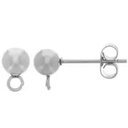 5mm 304 Stainless steel Ball earstuds with open ring x2