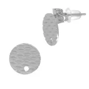 10mm 304L Stainless steel decorated disc earstuds with hole x2