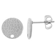 10mm Stainless steel hammered disc earstuds with hole x2