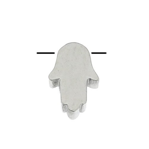 8x5.5mm Stainless Steel slider bead for 1.5 mm cord - Hamsa hand x1