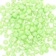 Assortment of 200 round 7mm alphabet letter beads - Light Green - White x1