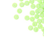 Assortment of 200 round 7mm alphabet letter beads - Light Green - White x1