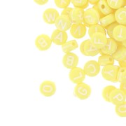 Assortment of 200 round 7mm alphabet letter beads - Yellow - White x1