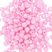 Assortment of 200 round 7mm alphabet letter beads - Pink - White x1|raw }}