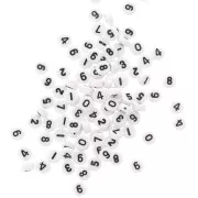 Assortment of 100 round alphabet 7mm Numbers - White - Black x1