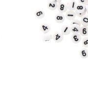 Assortment of 100 round alphabet 7mm Numbers - White - Black x1