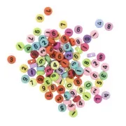 Assortment of 100 round alphabet 7mm letter beads - Black - Multicolored x1