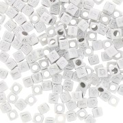 Assortment of 200 letter 6 mm cubes beads - White - Silver x1