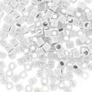 Assortment of 200 letter 6 mm cubes beads - White - Silver x1