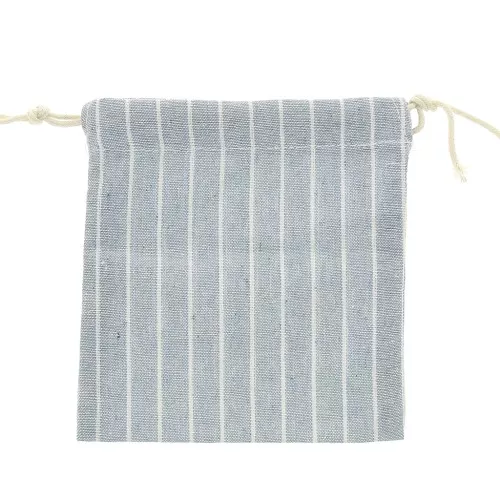 150x160mm Striped linen pouches for jewelry gifts - Light Blue- White x2