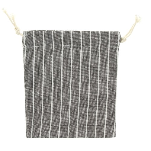 145x155 mm Striped linen pouches for jewelry gifts - Grey - White x2