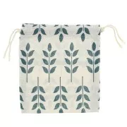 145x160mm Linen pouches with leaf pattern for jewellery gifts - Beige - Green x2