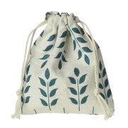 145x160mm Linen pouches with leaf pattern for jewellery gifts - Beige - Green x2