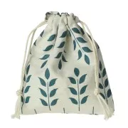 145x160mm Linen pouches with leaf pattern for jewellery gifts - Beige - Green x2