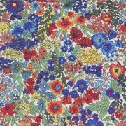 Liberty Fabric - Margaret Annie - Red - Dark Blue - Leaf Green x10cm