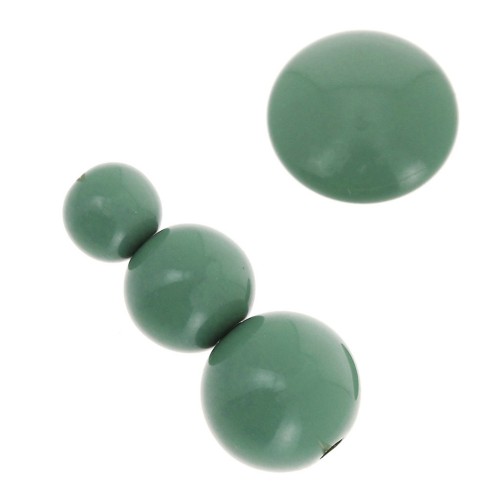 Assortment of 26 beads 6-8-10 mm and 2 cabochons in opaque resin - Green x1