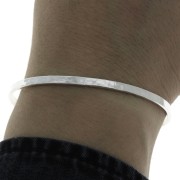 3x155mm 925 Sterling Silver hammered bangle Bracelet x1