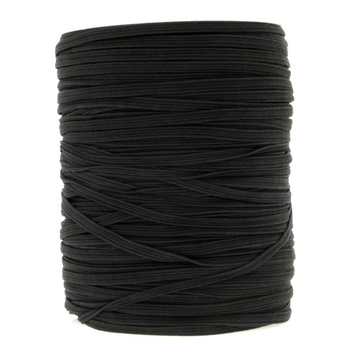 4mm Flat elastic band - Black x200 m