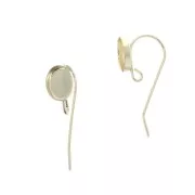 Oval earwires for 8x6 mm cabochon - open ring - Gold Filled x2
