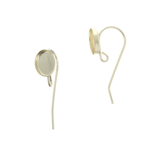 Oval earwires for 8x6 mm cabochon - open ring - Gold Filled x2