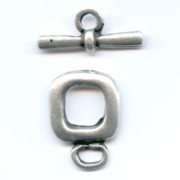 Squared Toggle clasp 15mm Antique Silver Plating x1
