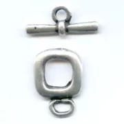 Squared Toggle clasp 15mm Antique Silver Plating x1