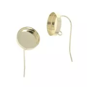 Round earwires for 12 mm cabochon - open ring - Gold Filled x2