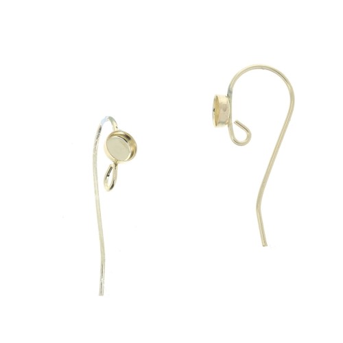 Round earwires for 4 mm cabochon - open ring - Gold Filled x2