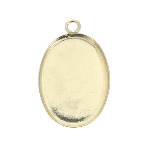 Oval pendant for 18x13mm flat back cabochon - Gold filled x1