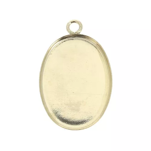 Oval pendant for 18x13mm flat back cabochon - Gold filled x1