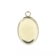 Oval pendant for 14x10mm flat back cabochon - Gold filled x1