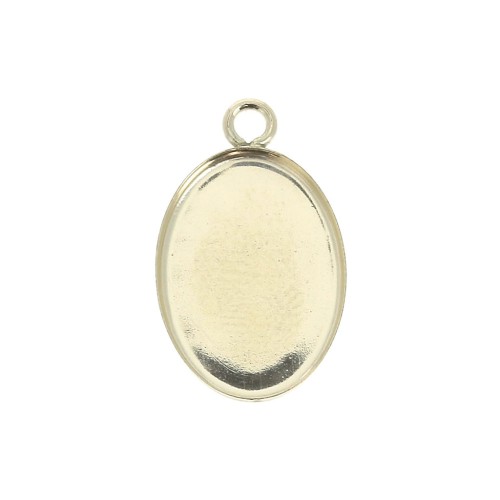 Oval pendant for 14x10mm flat back cabochon - Gold filled x1