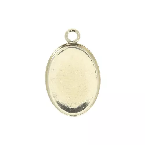 Oval pendant for 14x10mm flat back cabochon - Gold filled x1