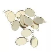 Oval pendant for 14x10mm flat back cabochon - Gold filled x1