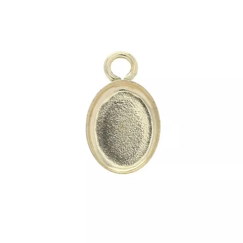 Oval pendant for 8x6mm flat back cabochon - Gold filled x1
