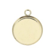 Round pendant for 12mm flat back cabochon - Gold filled x1