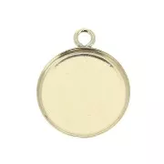 Round pendant for 12mm flat back cabochon - Gold filled x1