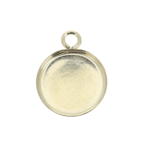 Round pendant for 10mm flat back cabochon - Gold filled x1