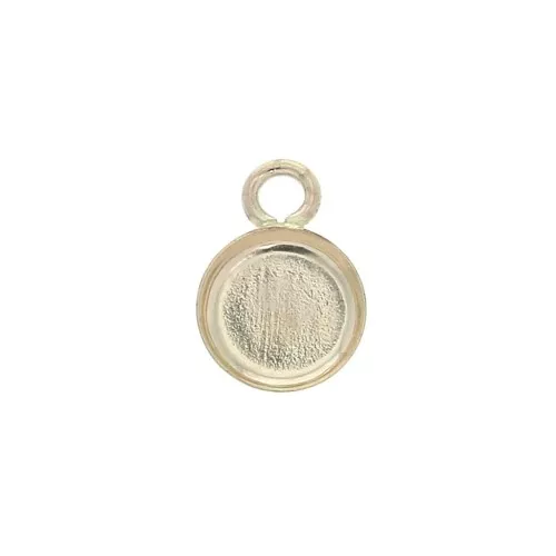 Round pendant for 6mm flat back cabochon - Gold filled x1