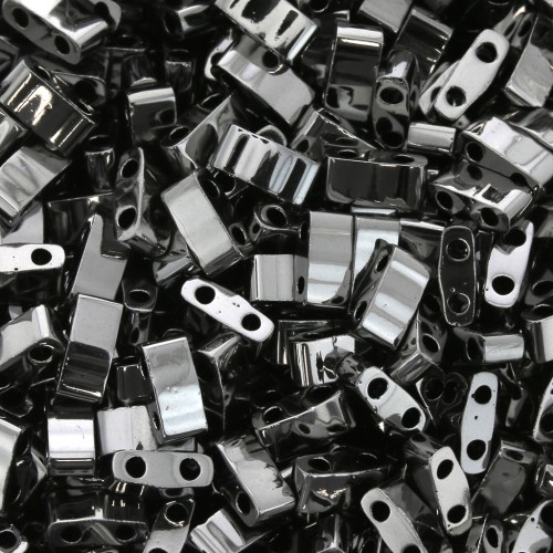 5x2.3x1.9mm Miyuki Half Tila Beads HTL-55036 - Black Full Chrome x10g