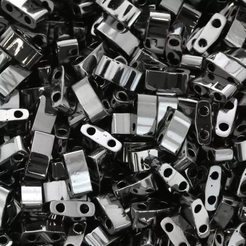 5x2.3x1.9mm Miyuki Half Tila Beads HTL-55036 - Black Full Chrome x10g