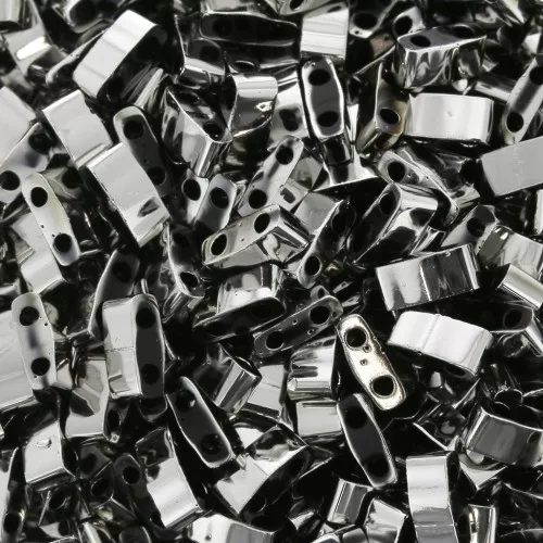 5x2.3x1.9mm Miyuki Half Tila Beads HTL-55097 - Black Argentic Full x10g