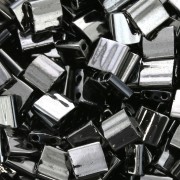 5x5x1.9mm Miyuki Tila Beads TL-55036 - Black Full Chrome x10g
