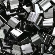 5x5x1.9mm Miyuki Tila Beads TL-55036 - Black Full Chrome x10g