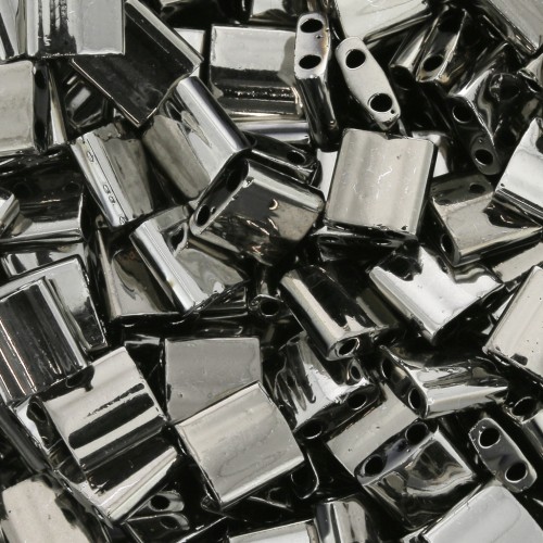 5x5x1.9mm Miyuki Tila Beads TL-55097 - Black Argentic Full x10g